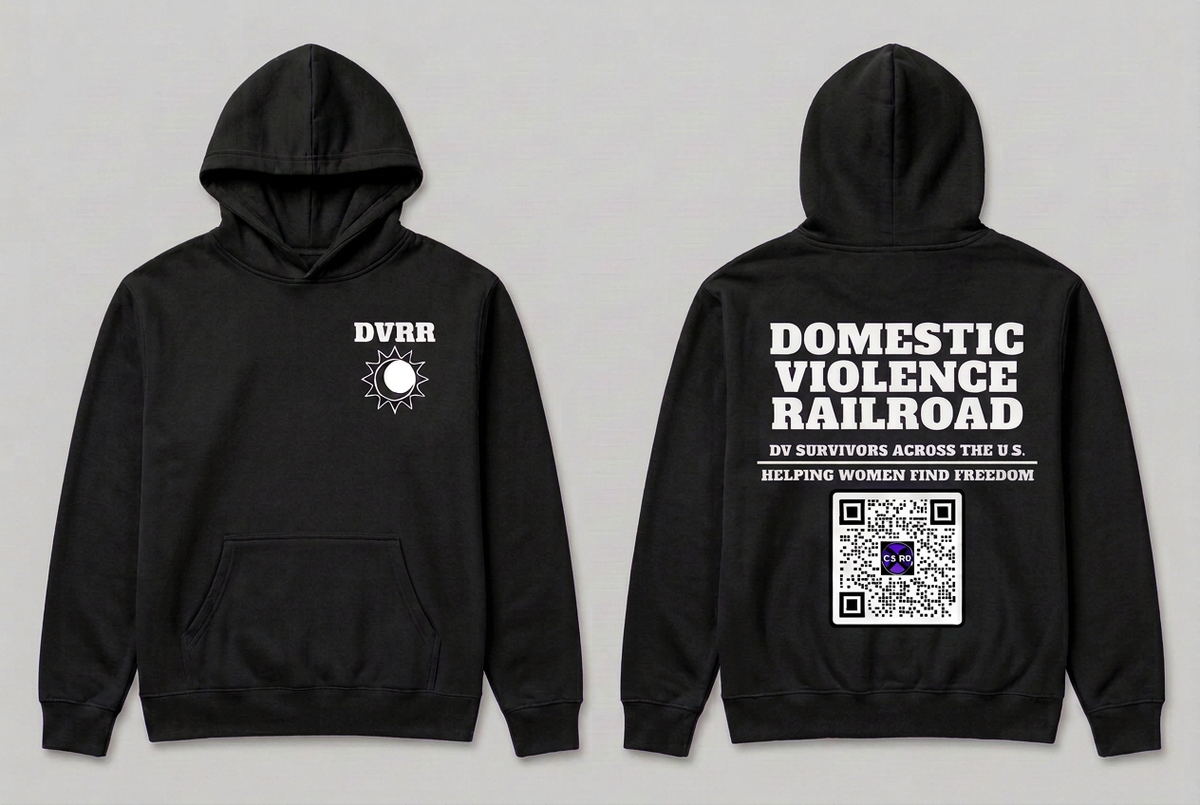 Black DVRR hoodie front and back mockup