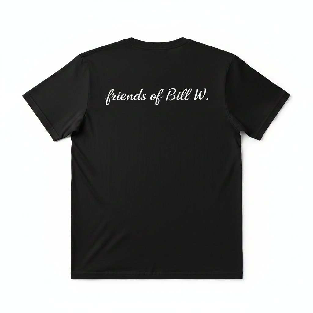 Friends of Bill W. script on back of t-shirt