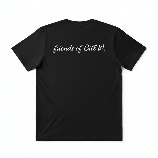 Friends of Bill W. script on back of t-shirt
