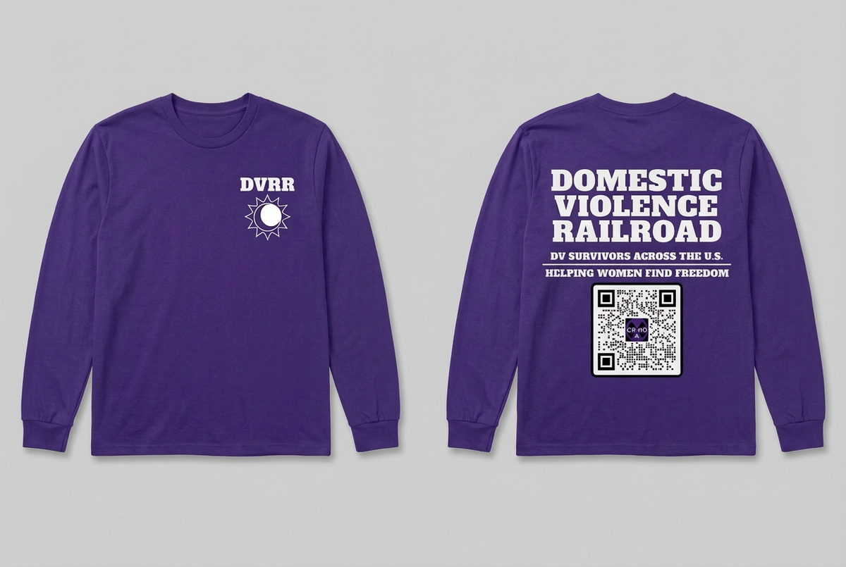 Purple DVRR long-sleeve shirt front and back