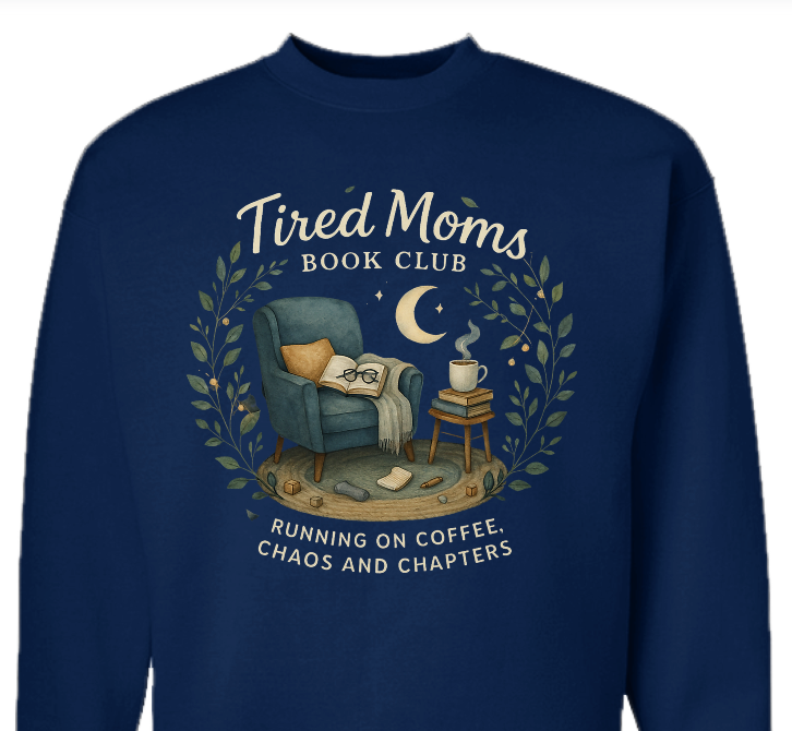 Tired Moms Book Club crewneck sweatshirt in forest green