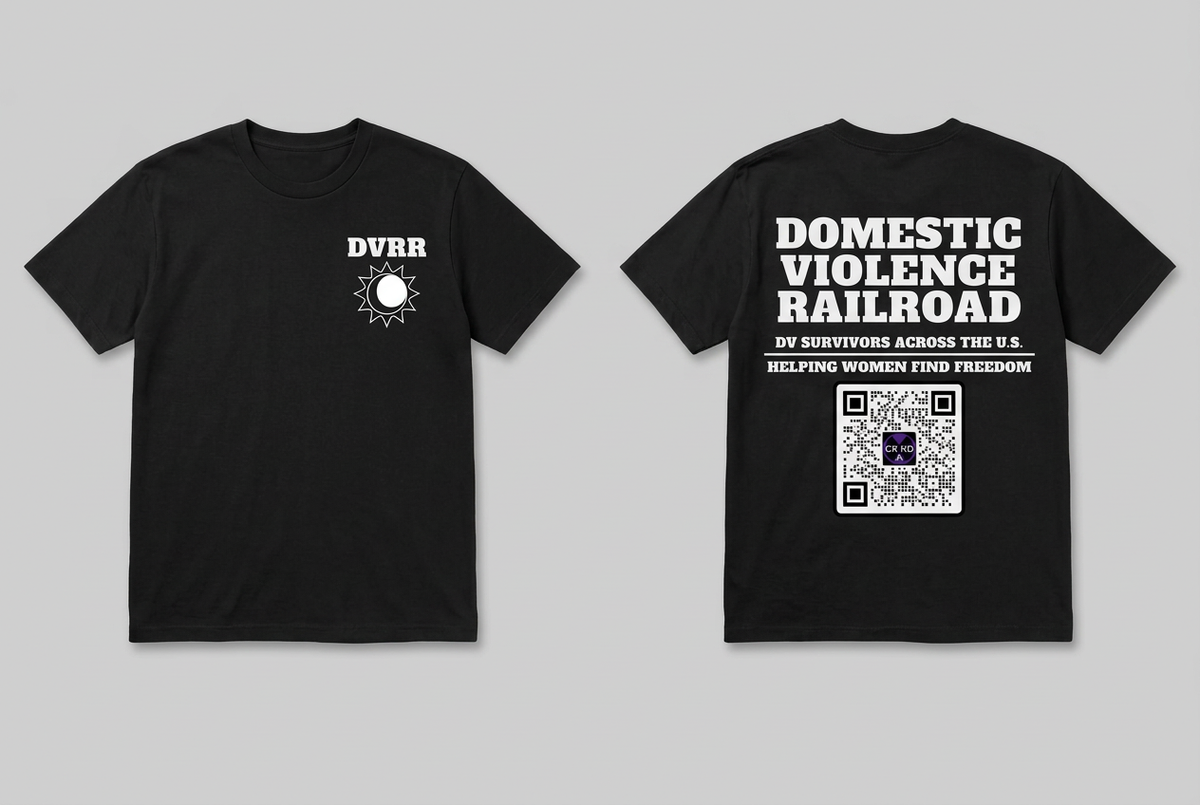 Black DVRR T-shirt front and back
