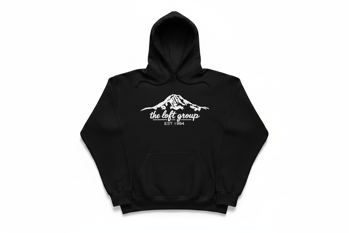 The Loft Group hoodie flat lay product photo